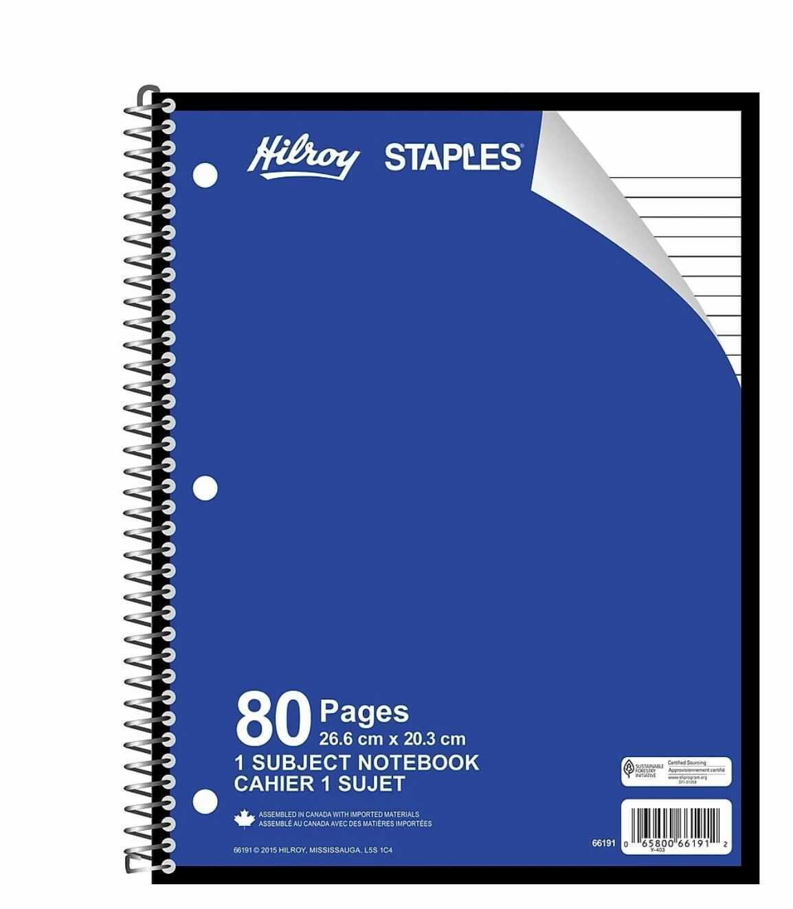 7320 10-1/2 x 8-7/8 Memphis Pink 80 Sheets Hilroy Twin Wire Notebook College Ruled